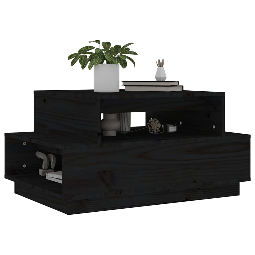 Mesa De Centro Madera Maciza De Pino Negro 80x55x40,5 Cm_2