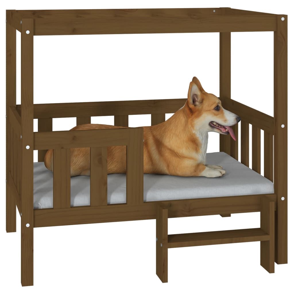 Vidaxl Cama Para Perros Madera Maciza Pino Marrón Miel 95,5x73,5x90 Cm_3