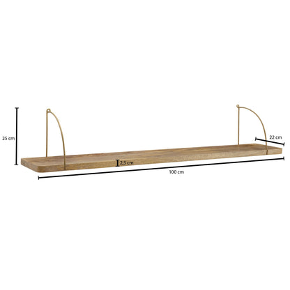 Estantería De Pared 100x25x22 Cm Madera Maciza De Mango Y Metal Industrial_3