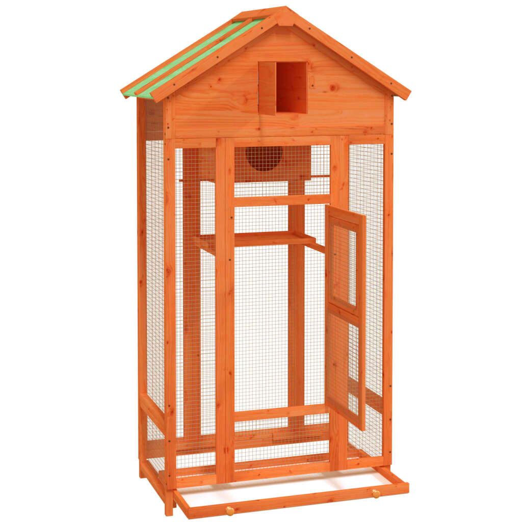 Vidaxl Casita Para Pájaros Madera Maciza Pino Marrón 91,5x53x170 Cm_4