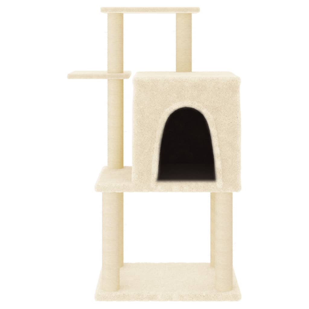 Rascador Para Gatos Con Postes De Sisal Color Crema 97 Cm_2