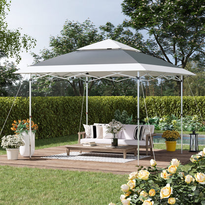Outsunny Carpa Plegable 3,6x3,6 M Altura Ajustable Con Doble Techo Y Bolsa_1
