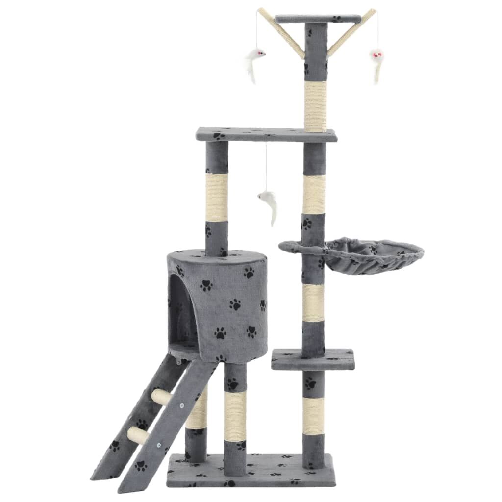 Vidaxl Rascador Para Gatos Con Poste De Sisal 138 Cm Huellas Gris_2