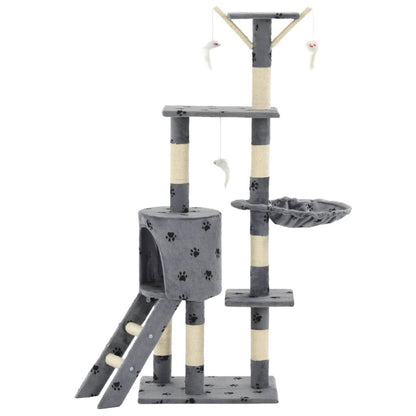 Vidaxl Rascador Para Gatos Con Poste De Sisal 138 Cm Huellas Gris_2