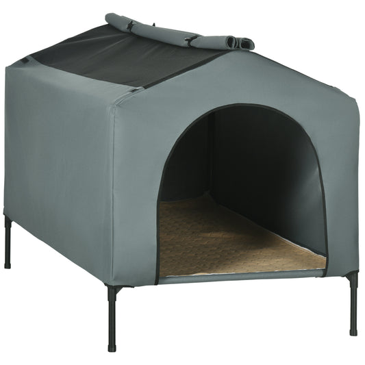 Pawhut Caseta Para Perros Grandes Con Cubierta Exterior 130x85x95 Cm Gris_0