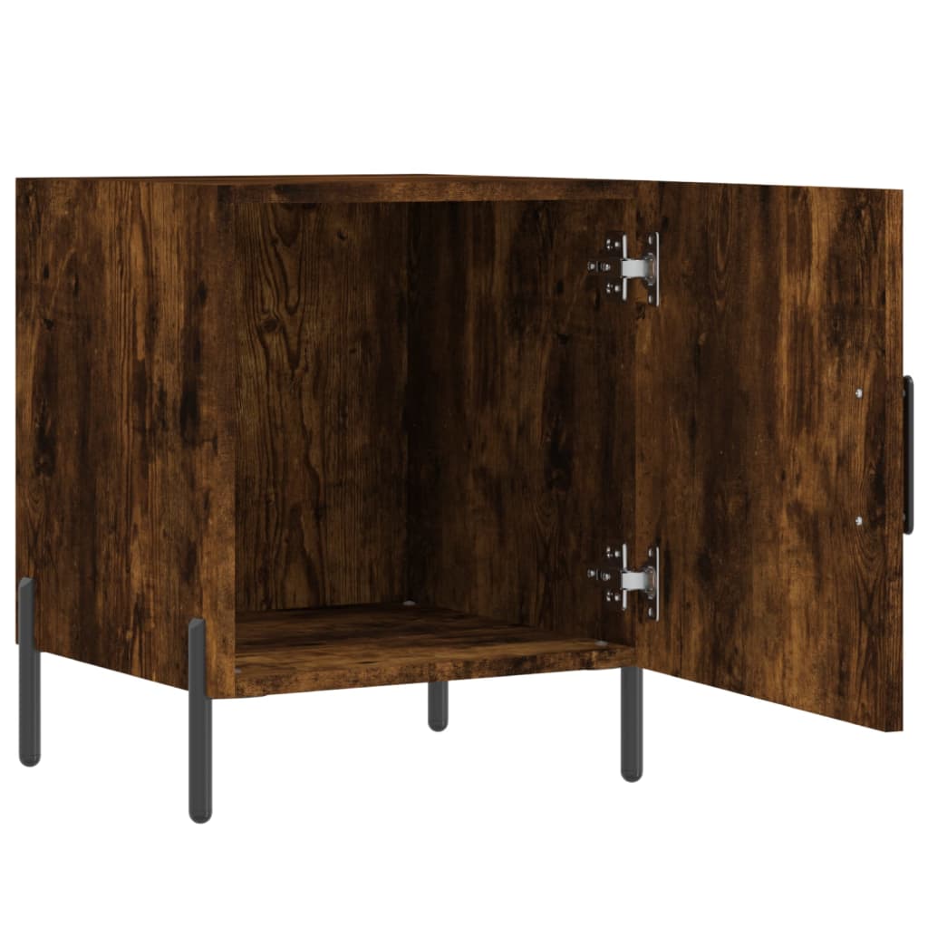 Mesita De Noche Madera De Ingeniería Roble Ahumado 40x40x50 Cm_3