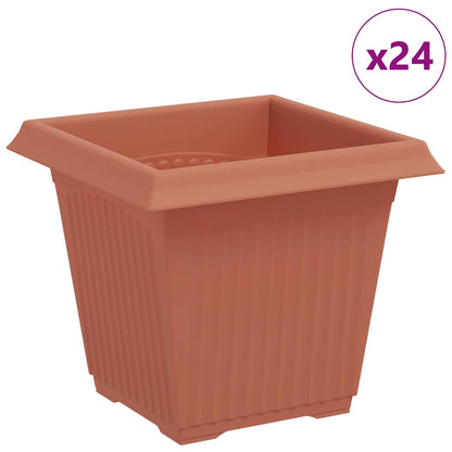 Maceta Cuadrada Para Flores 24 Pcs Rojo Ladrillo Plástico_0