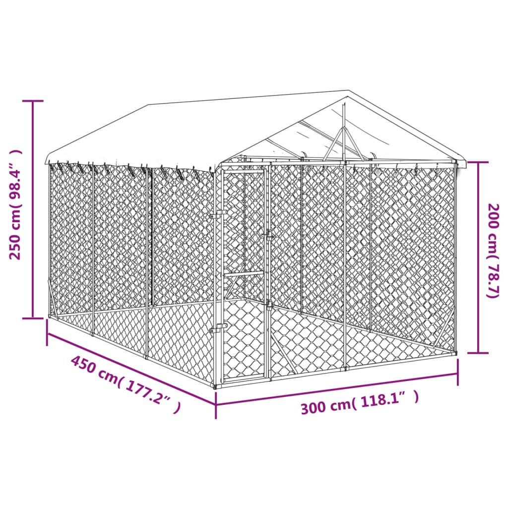 Vidaxl Perrera Exterior Con Techo Acero Galvanizado Plata 3x4,5x2,5 M_2