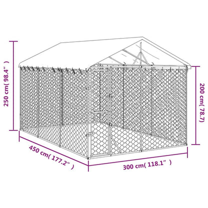 Vidaxl Perrera Exterior Con Techo Acero Galvanizado Plata 3x4,5x2,5 M_3
