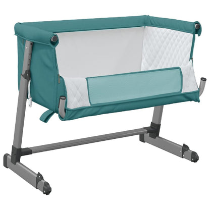 Vidaxl Cuna Con Colchón Tela De Lino Verde_3