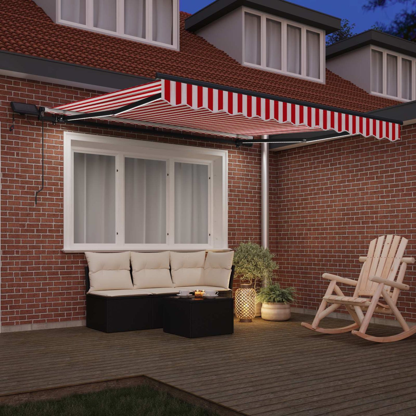 Toldo Retráctil Rojo Y Blanco 350 X 250 Cm Tela Y Aluminio_2