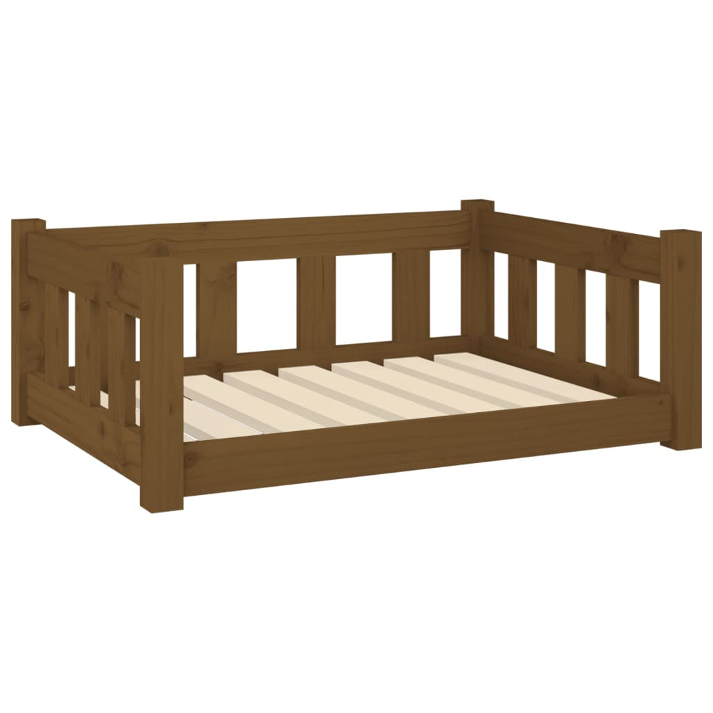 Vidaxl Cama Para Perros Madera Maciza Marrón Miel 75,5x55,5x28 Cm_0