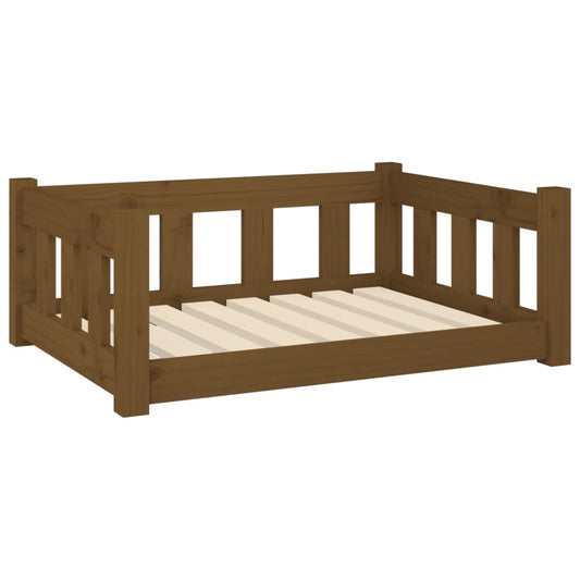 Vidaxl Cama Para Perros Madera Maciza Marrón Miel 75,5x55,5x28 Cm_0