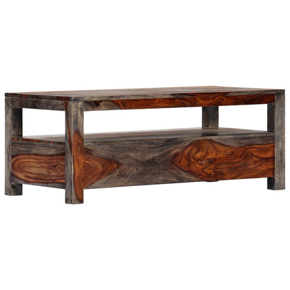 Mesa De Centro Madera Maciza De Sheesham Gris 100x50x40 Cm_2