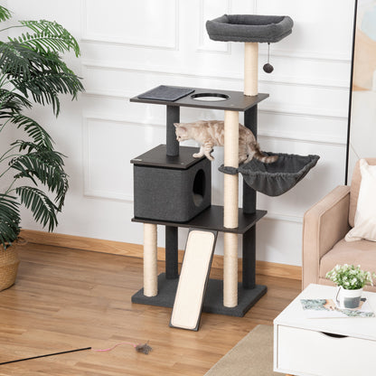 Pawhut Árbol Para Gato Con Cueva De Fieltro Extraíble Poste Rascador 60x40x146cm_1