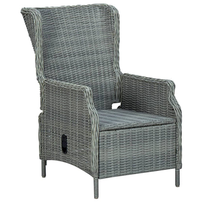 Vidaxl Sillón Reclinable De Jardín Con Reposapiés Ratán Pe Gris Claro_4