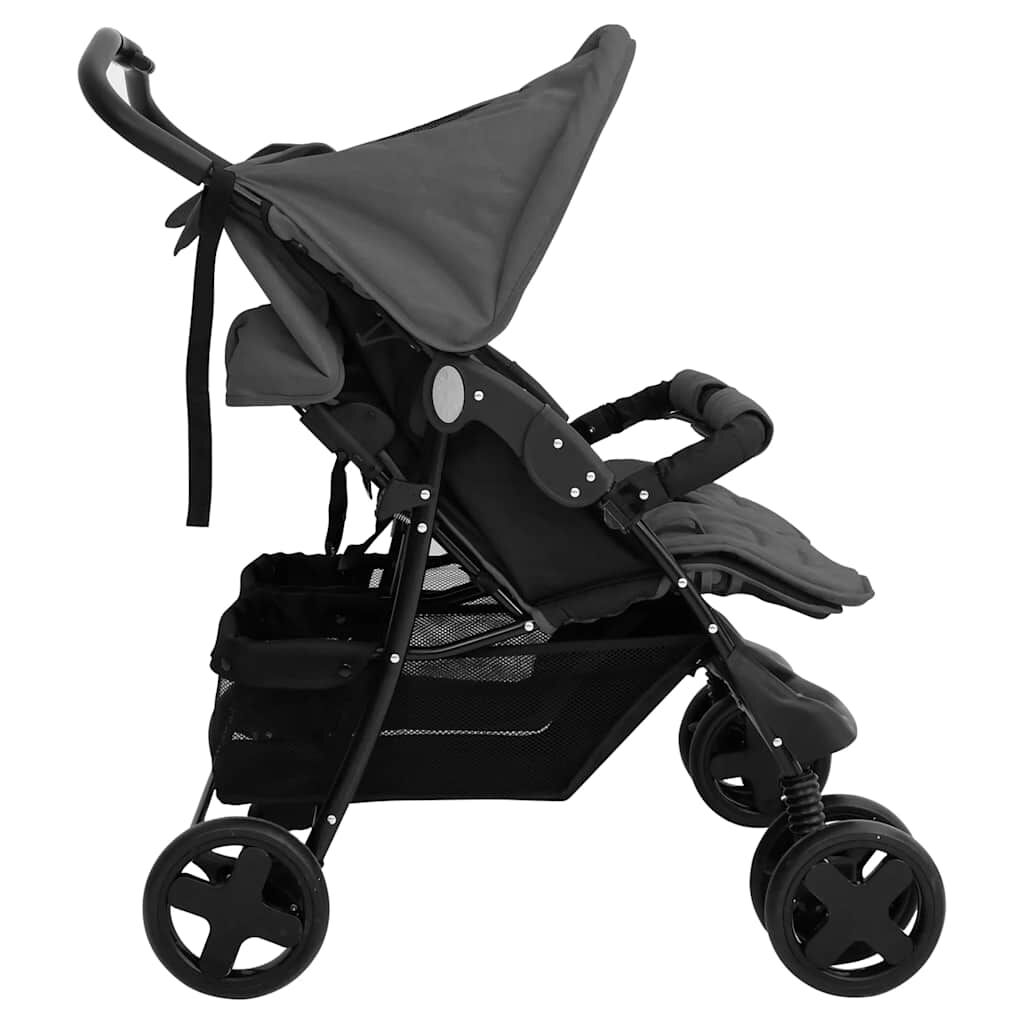 Vidaxl Carrito Para Gemelos De Acero Gris Oscuro_3