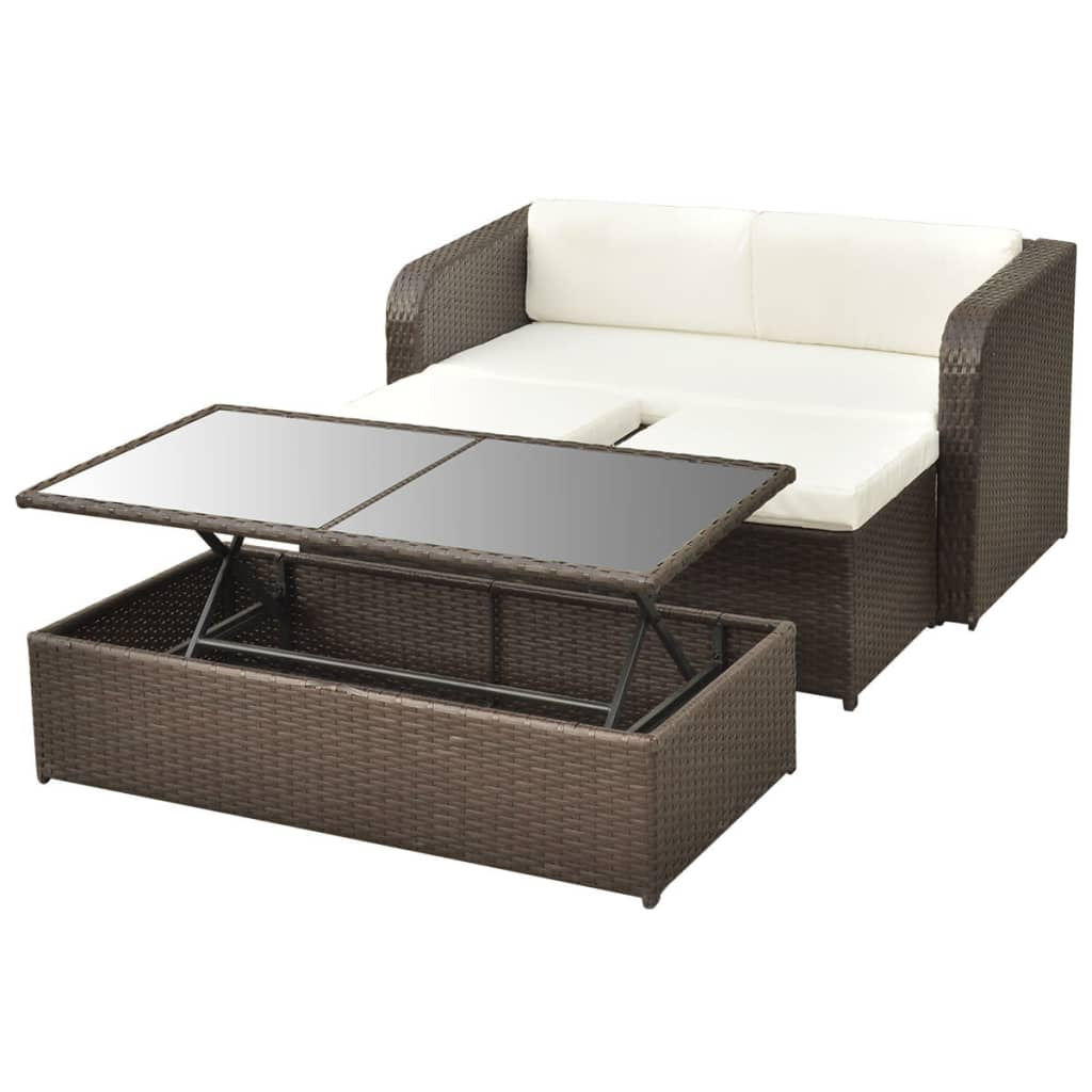 Vidaxl Set Muebles De Jardín 4 Piezas Y Cojines Ratán Sintético Marrón_4