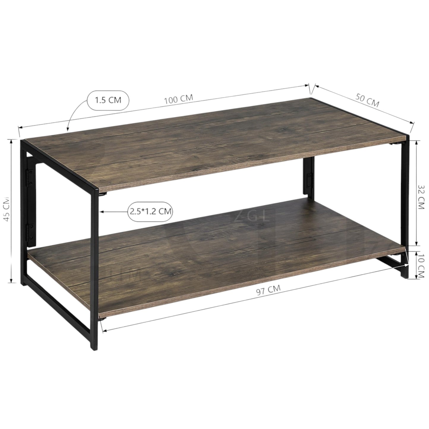 Well Home Mesa De Centro ''ades'' De Estructura De Metal Negro Vintage_4