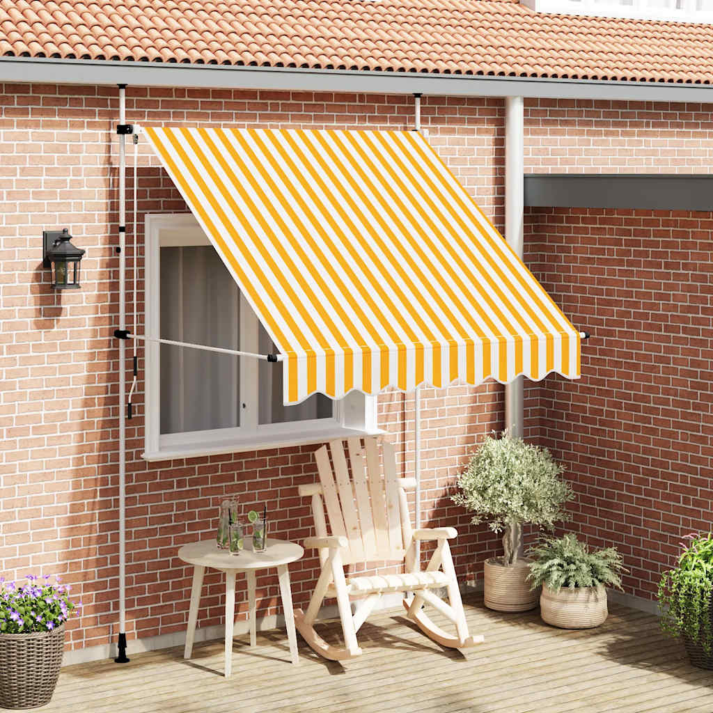 Toldo Manual Retráctil 200 Cm Naranja Y Blanco A Rayas_1
