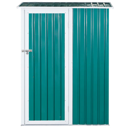 Outsunny Cobertizo De Acero 1,27㎡ 143x89x186cm Con Techo Inclinado Puerta Verde_3