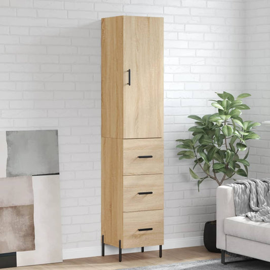 Aparador De Madera Contrachapada Roble Sonoma 34,5x34x180 Cm_0