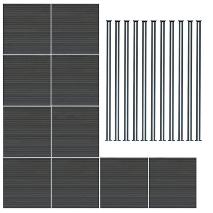 Vallas Para Exteriores De Wpc Y Aluminio - 10x Paneles + 11x Postes | Gris_0