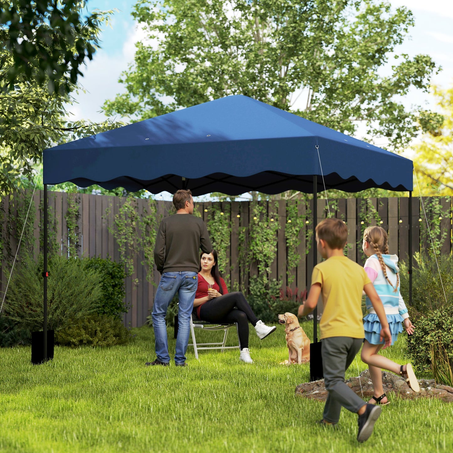Outsunny Carpa Plegable Pop-up Gazebo 3x3 M Con Protección Uv 50+ Azul Oscuro_1
