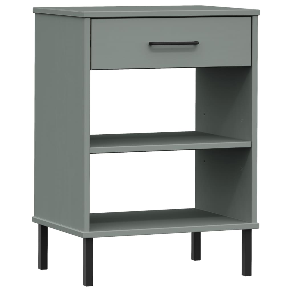 Armario Consola Patas De Metal Madera Maciza Pino Gris Oslo_0