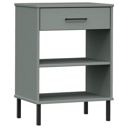 Armario Consola Patas De Metal Madera Maciza Pino Gris Oslo_0