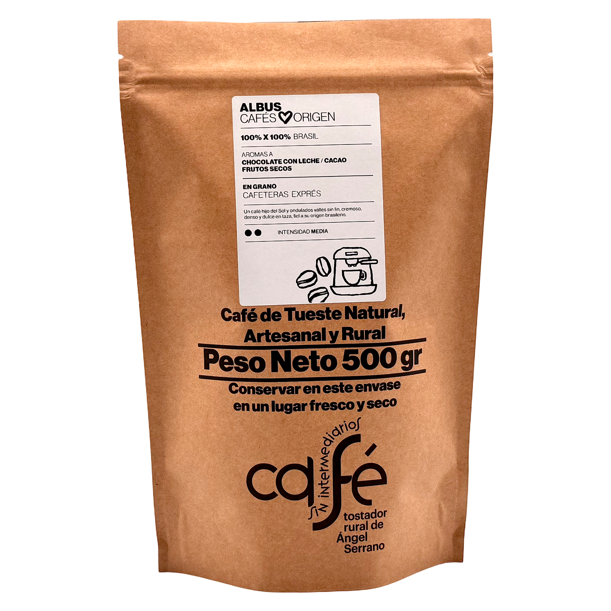 Cafe Sin Intermediarios Café Brasil Albus En Grano Para Espresso 500 G_0