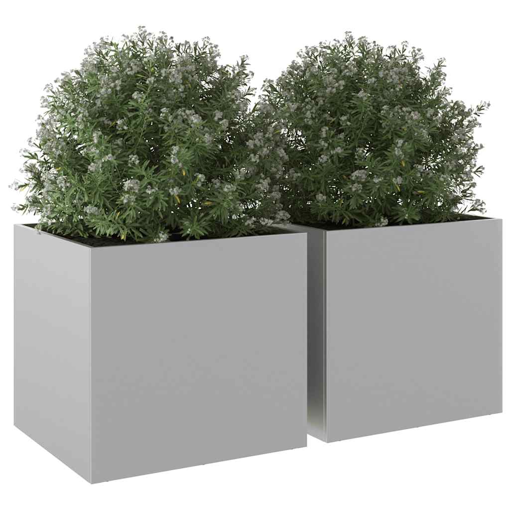 Jardineras 2 Unidades Acero Galvanizado Plateado 49x47x46 Cm_3