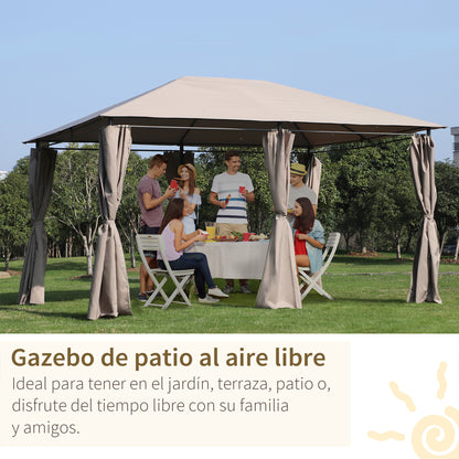 Outsunny Cenador De Jardín 4x3 M Con 6 Paredes Laterales Para Fiestas Caqui_5