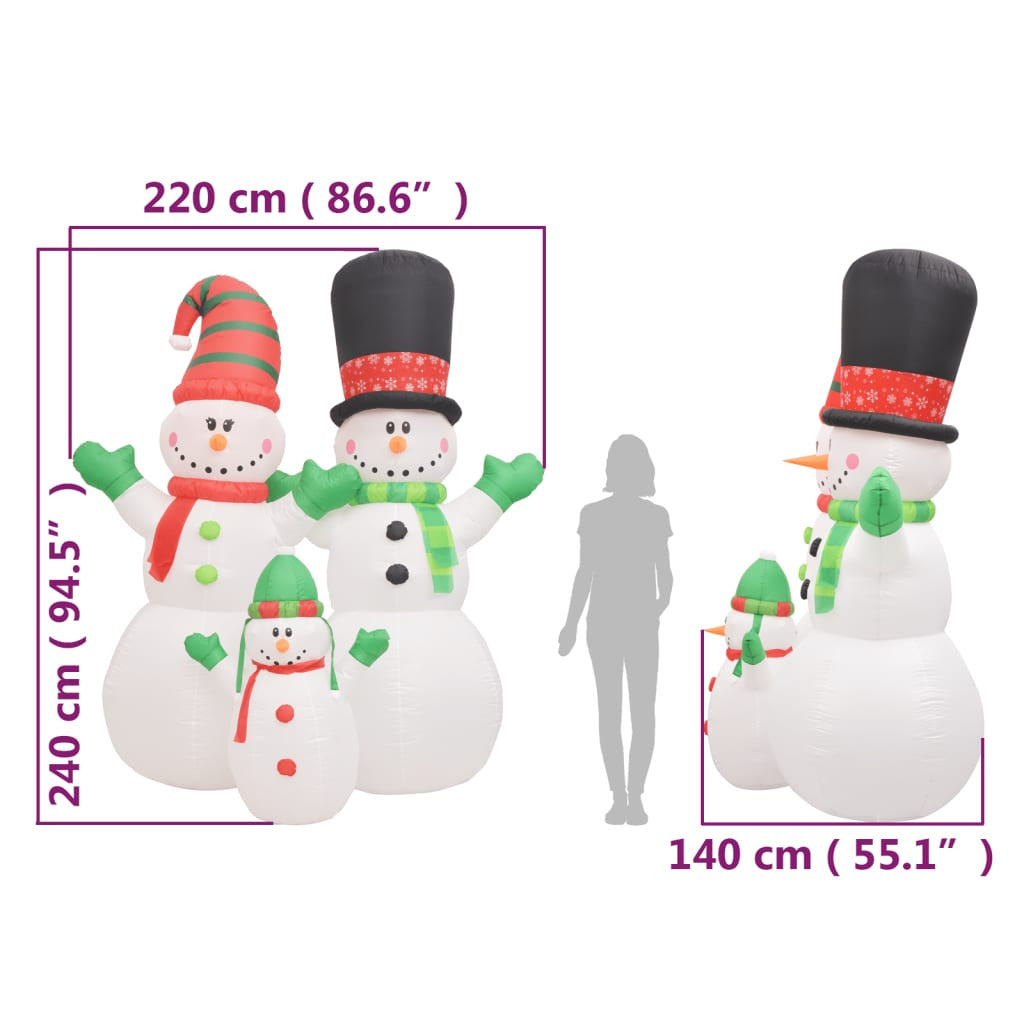 Vidaxl Familia De Muñecos De Nieve Inflables Con Led 240 Cm_2