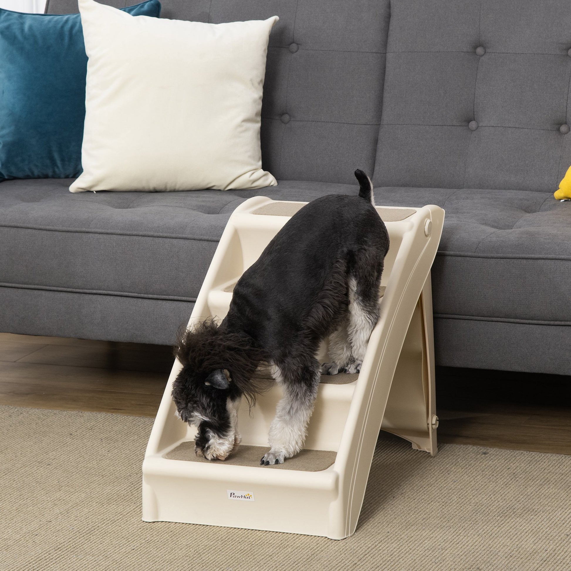 Pawhut Escalera Plegable Para Mascotas 4 Peldaños Con Alfombras Antideslizantes_1