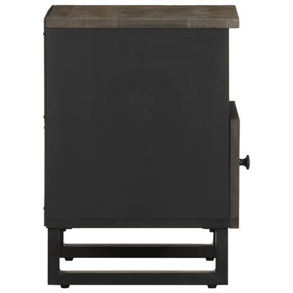 Mesitas De Noche 2 Uds Madera Maciza De Mango Negro 40x33x46 Cm_3