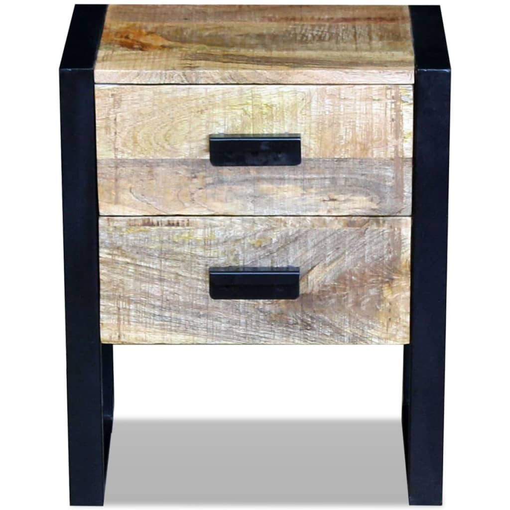 Mesa Auxiliar Con 2 Cajones Madera Maciza De Mango 43x33x51 Cm_4