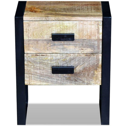 Mesa Auxiliar Con 2 Cajones Madera Maciza De Mango 43x33x51 Cm_4