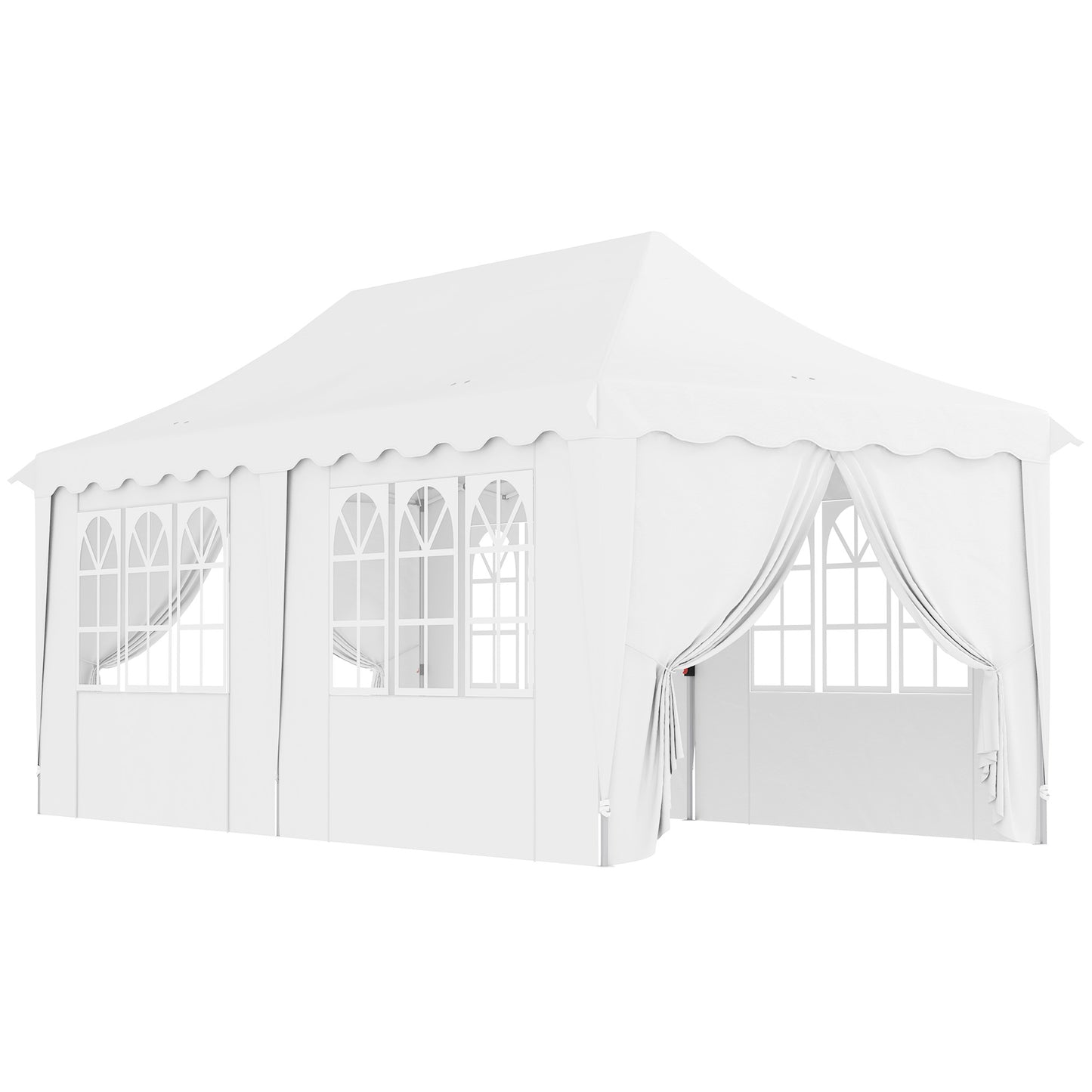 Outsunny Carpa Plegable Pop-up 6x3 M Anti-uv Con 6 Paredes Laterales Blanco_0