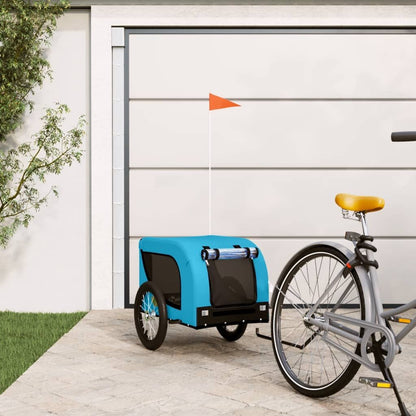 Vidaxl Remolque De Bicicleta Mascotas Hierro Tela Oxford Azul Negro_1