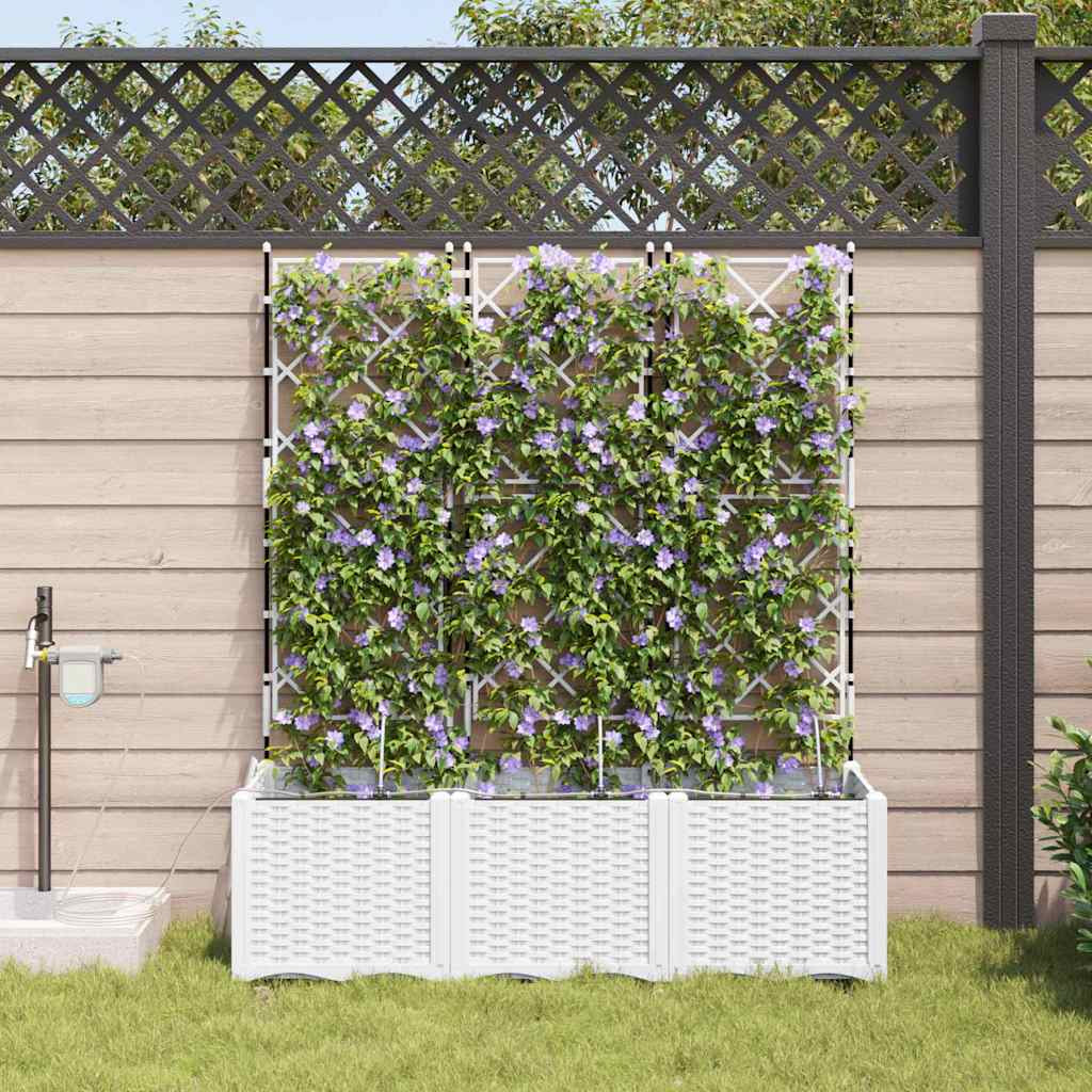 Vidaxl Jardineras Blanco 120 X 40 X 142 Cm Acero_1