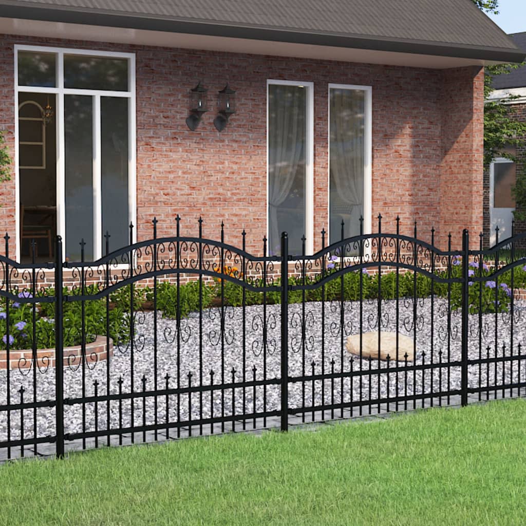 Valla De Jardín Con Punta De Lanza Acero Recubierto Negro 140cm / Vetonek_0