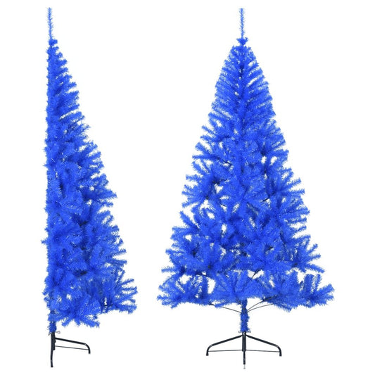 Vidaxl Medio Árbol De Navidad Artificial Con Soporte Pvc Azul 210 Cm_0
