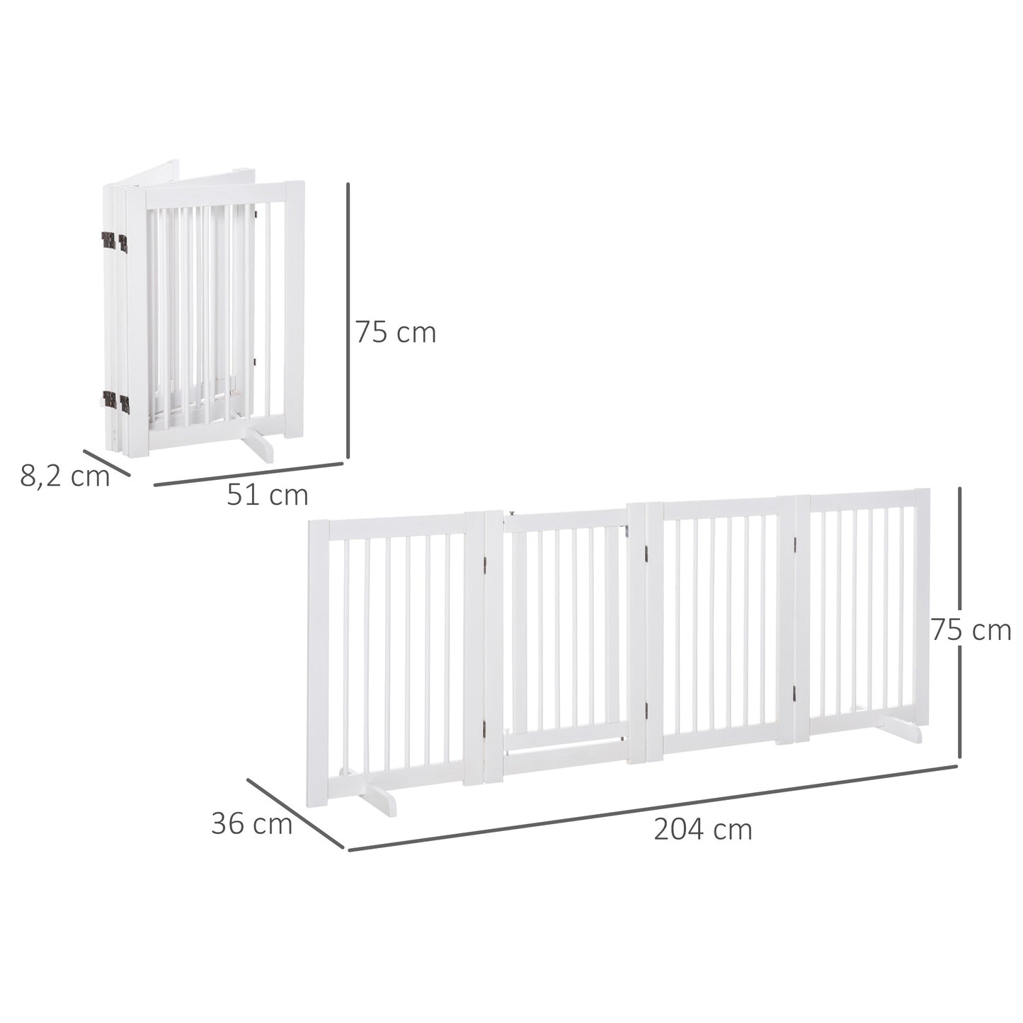 Pawhut Barrera De Seguridad Para Perros Plegable De Madera Con Soporte De Pie_2
