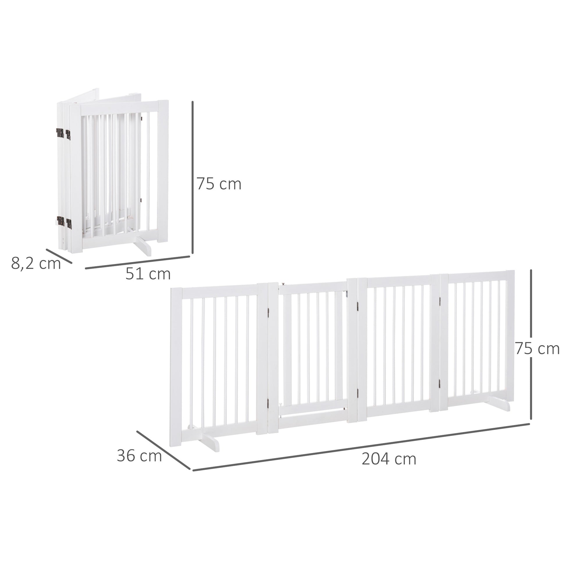 Pawhut Barrera De Seguridad Para Perros Plegable De Madera Con Soporte De Pie_2