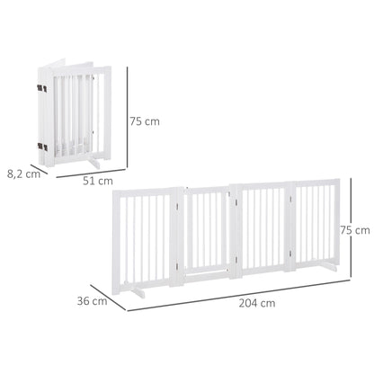 Pawhut Barrera De Seguridad Para Perros Plegable De Madera Con Soporte De Pie_2