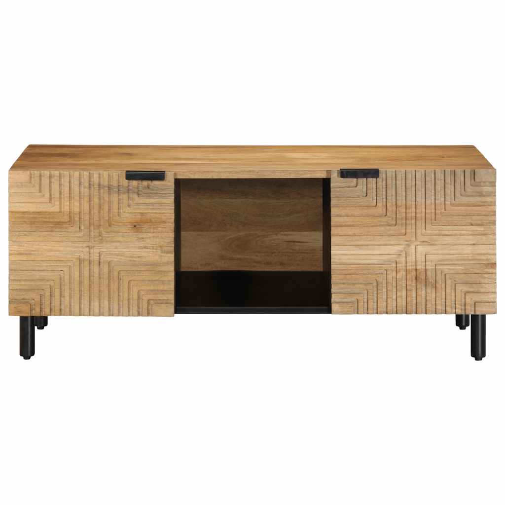 Mesa De Centro Madera Maciza De Mango Negra 100x54x40 Cm Marrón_1