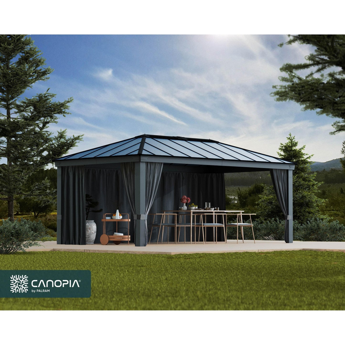 Set Cortinas para gazebo cenador Dallas 360x611 cm