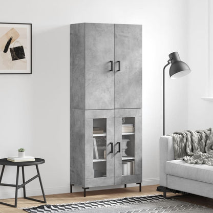 Aparador Alto Madera Contrachapada Gris Hormigón 69,5x34x180 Cm_0