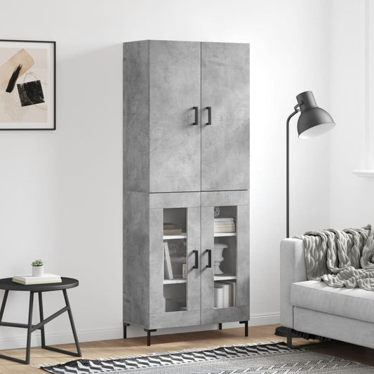 Aparador Alto Madera Contrachapada Gris Hormigón 69,5x34x180 Cm_0